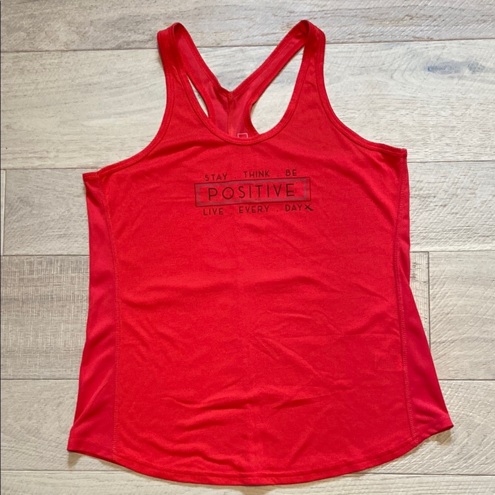Red Sleeveless Muscle Tee Athletic Top